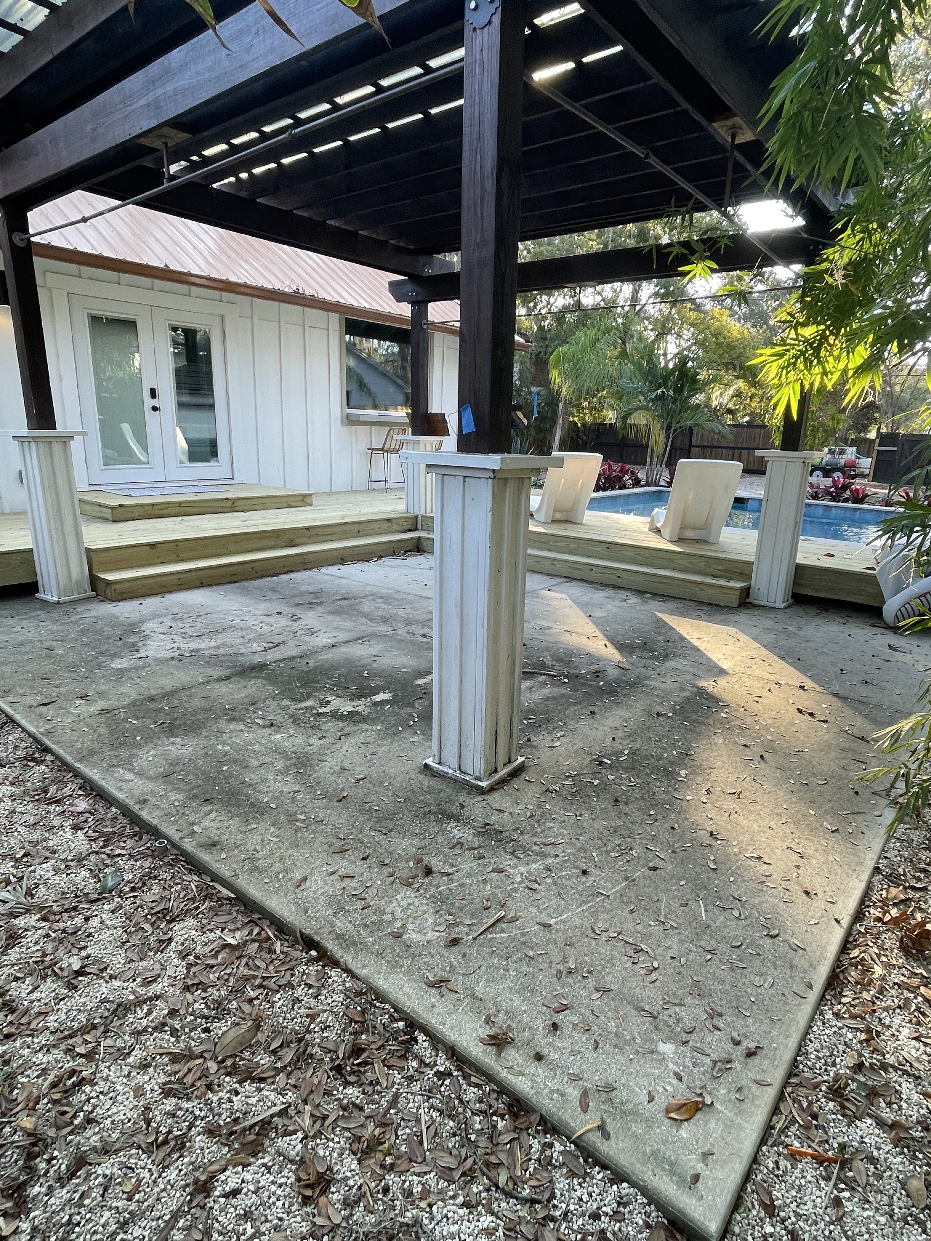 Patio before pressure washing